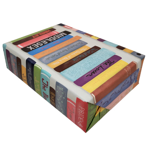 Popular Bookshelf Bookspine Library Gift Wrap with Titles in Multicolor