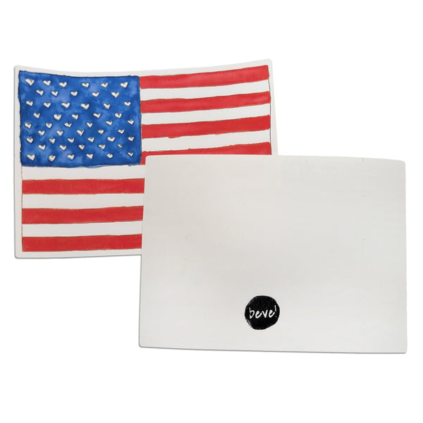 Heart United States of America Flag Water Resistant Sticker Front and Back