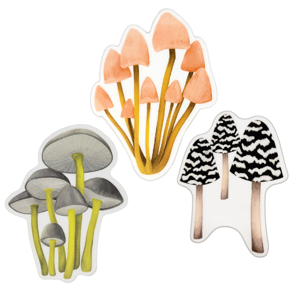 Pink Mushroom Vinyl Sticker, 3", Waterproof, Matte