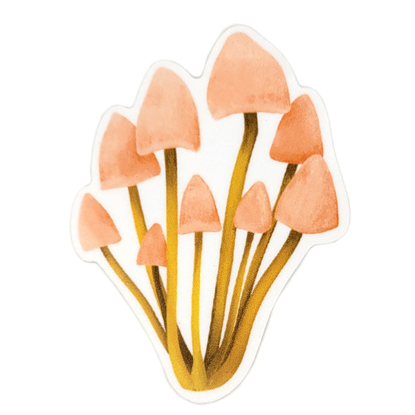 Pink Mushroom Vinyl Sticker, 3", Waterproof, Matte