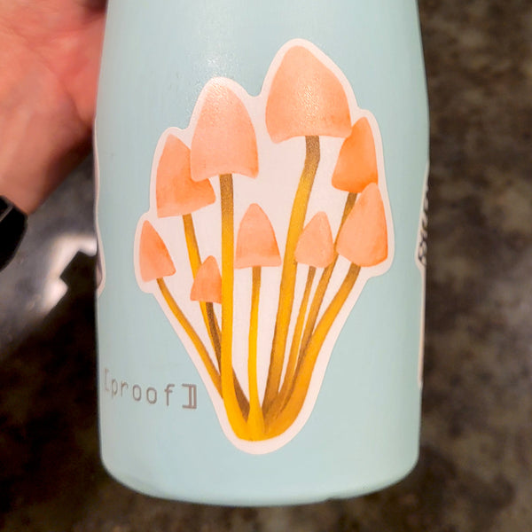 Pink Mushroom Vinyl Sticker, 3", Waterproof, Matte