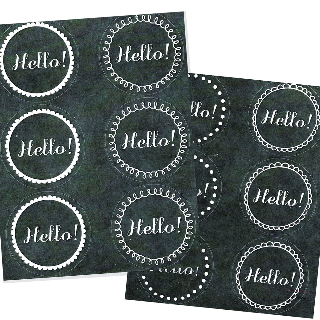 chalkboard hello stickers