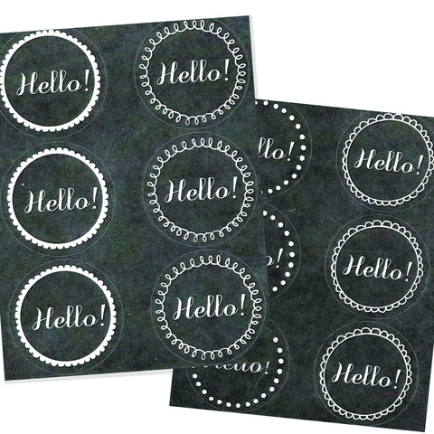 chalkboard hello stickers