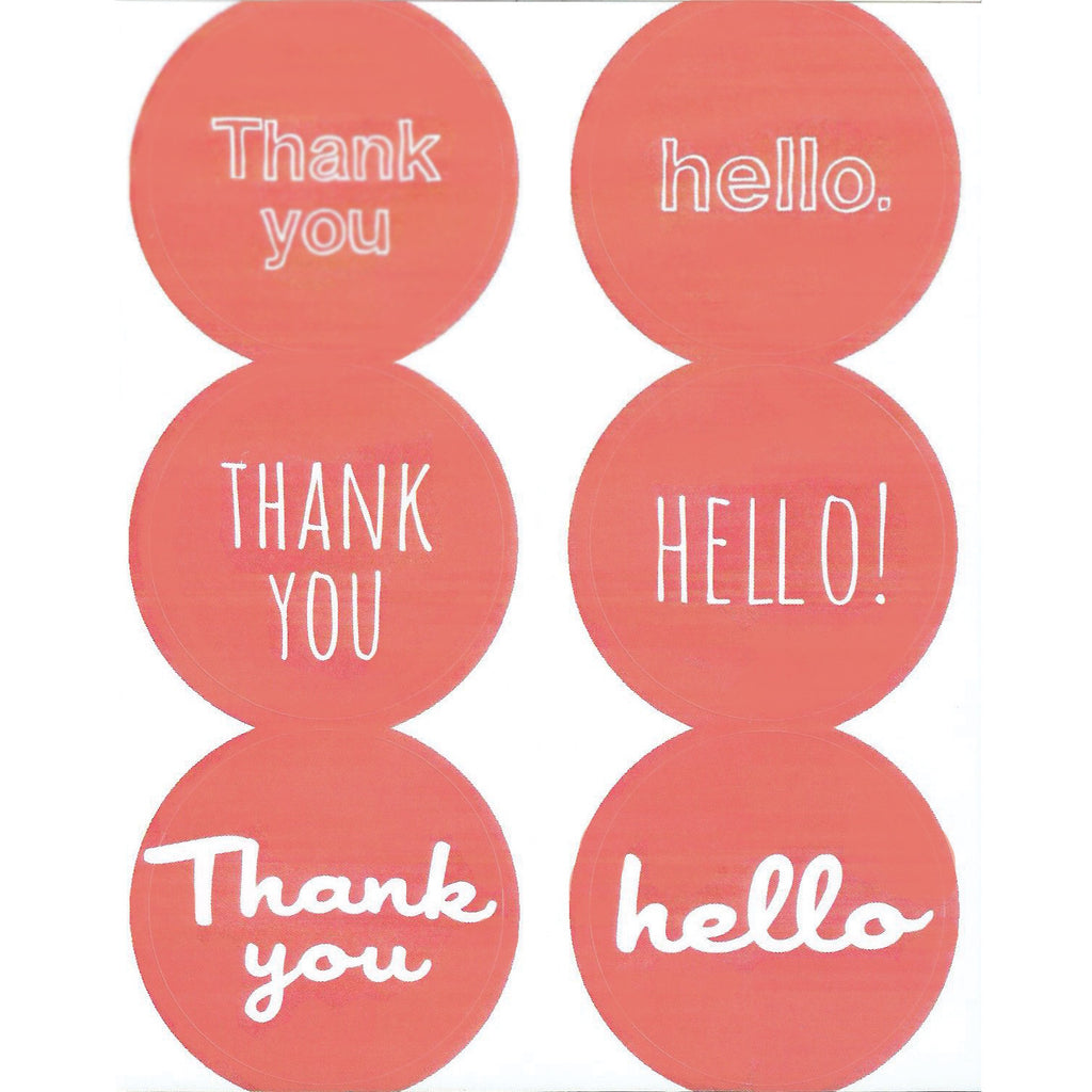 coral thank you hello stickers