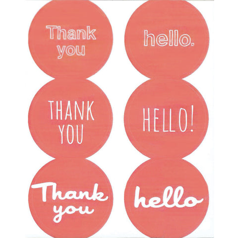 coral thank you hello stickers