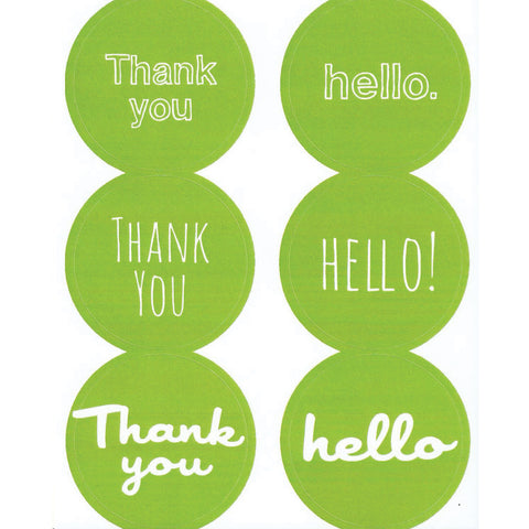 green thank you hello stickers