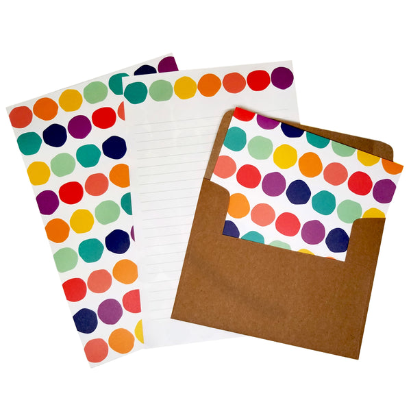 Rainbow Dot Letter Writing Set