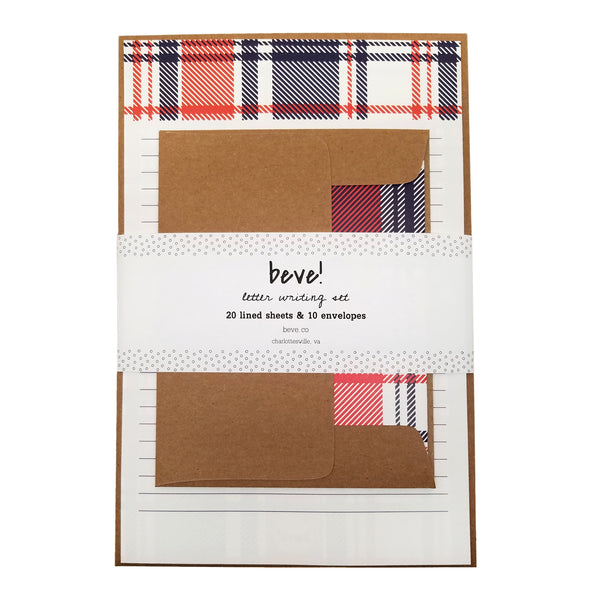 Plaid Letter Writing Set