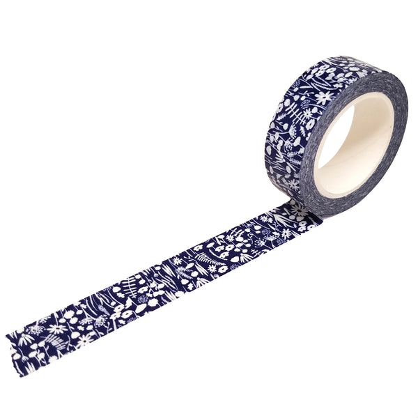 Navy Blue Wildflower Washi Tape