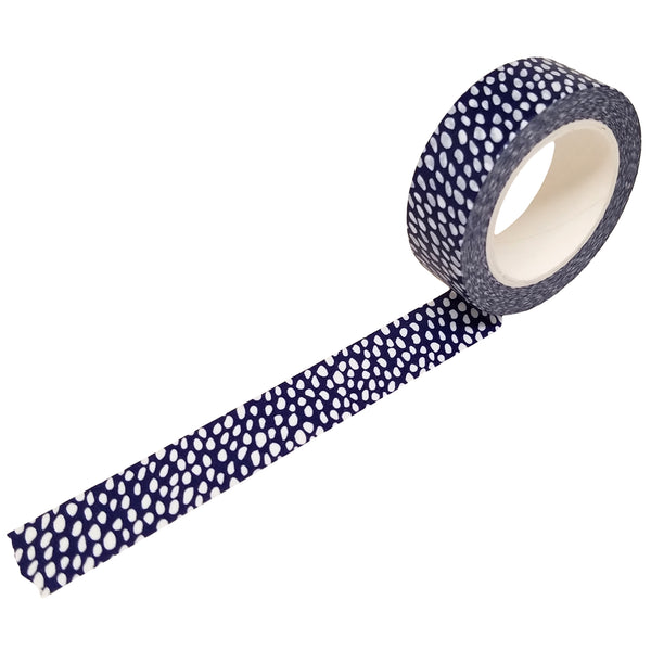 Navy Blue Washi Tape with Organic Dots in White
