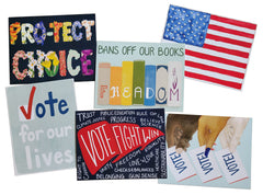 GOTV Postcards, 100 pc Mixed Set, Women's Rights, Voting Rights, Banned Books, VOTE postcards