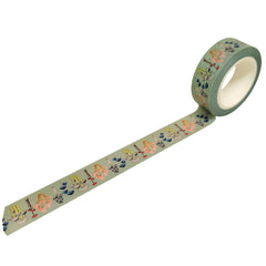 Mushrooms on Light Green Washi Tape, Fungi Washi Tape