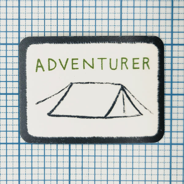 Adventure Patch Vinyl Sticker, Hand-Drawn Camping Waterproof Decal