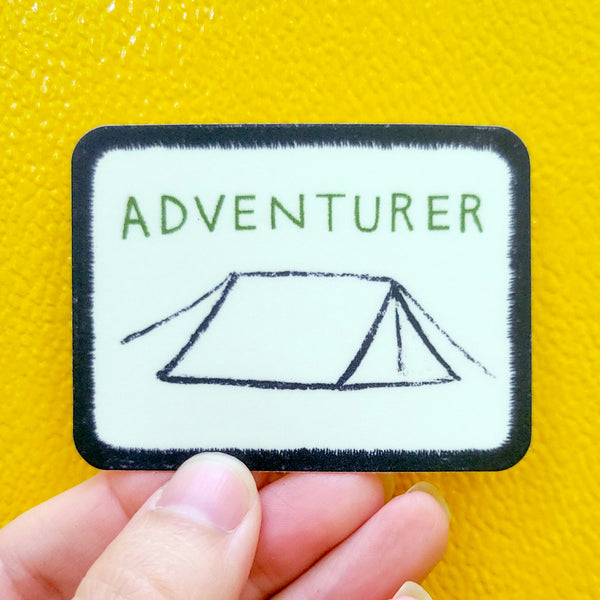 Adventure Patch Vinyl Sticker, Hand-Drawn Camping Waterproof Decal