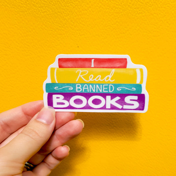 I Read Banned Books Vinyl Sticker, 3.25"