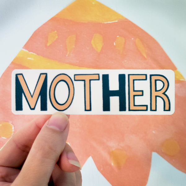 MOTHER / VOTER Vinyl Sticker in Coral and Navy