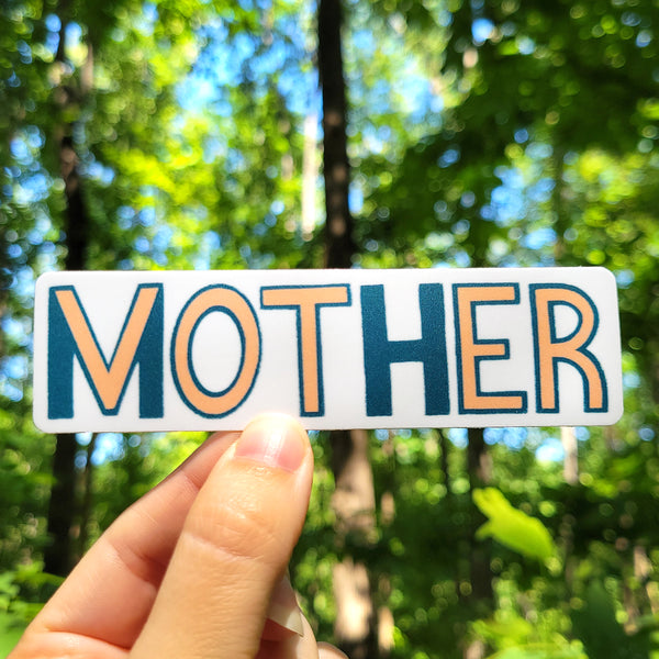 MOTHER / VOTER Vinyl Sticker in Coral and Navy