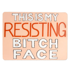 Resisting Bitch Face Vinyl Sticker, 3", Waterproof Water Bottle Decal, Pink Hand-lettered Protest Laptop Sticker, Matte