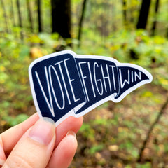 Vote Fight Win Navy Pennant Flag Vinyl Sticker, 3", Matte