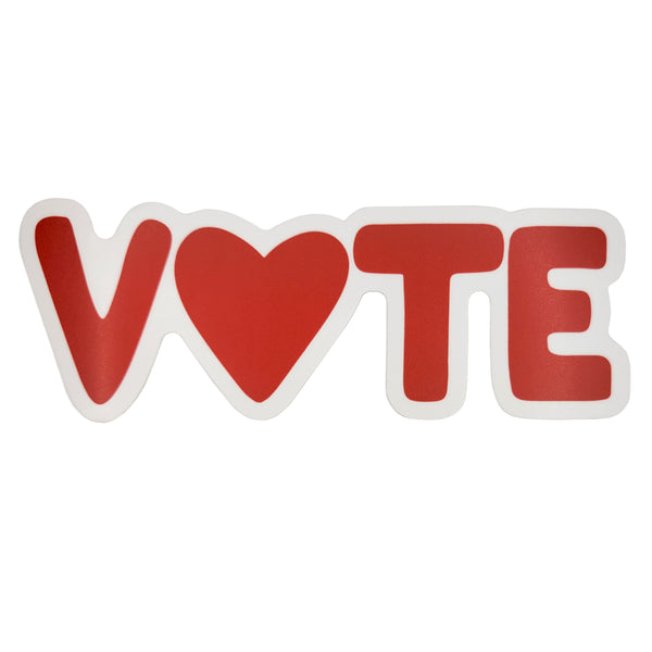 Red VOTE Heart Vinyl Sticker, 6.5"