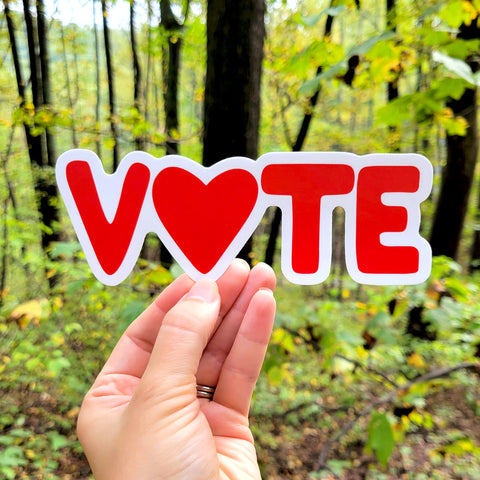 Red VOTE Heart Vinyl Sticker, 6.5"