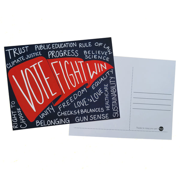 GOTV Postcards, Vote Fight Win, Issues, Resist, Election Cards
