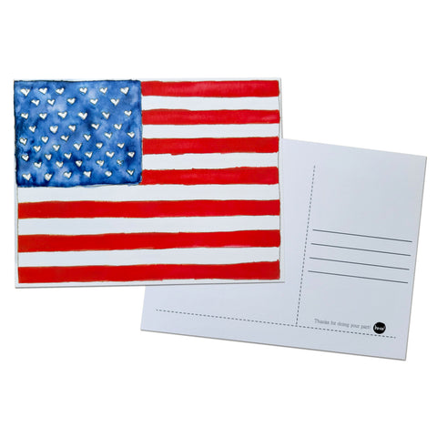 Heart Flag Postcard Sets - 2024 Get Out The Vote Set - American Flag