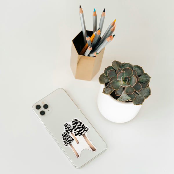 Black and White Mushroom Vinyl Sticker, 3", Waterproof, Matte