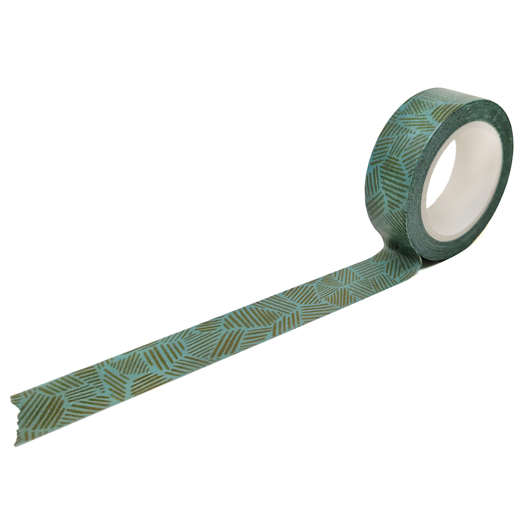 Blue Green Crosshatch Washi Tape