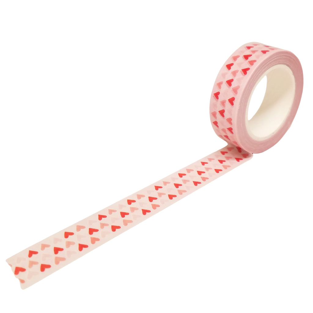 Pink and Red Watercolor Heart Washi Tape