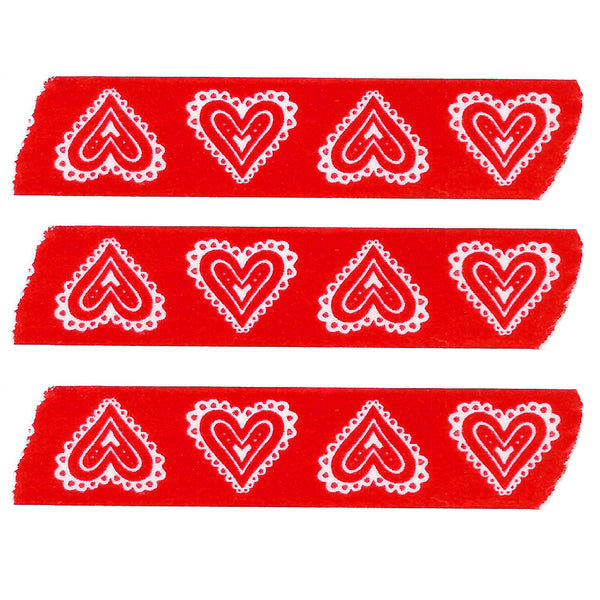 Folk Print Valentine Heart Washi Tape in Red and White