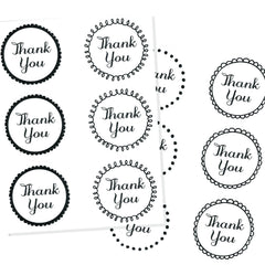 Black & White Doodle Thank You Stickers