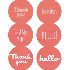 Coral Thank You & Hello Letter Seal Stickers