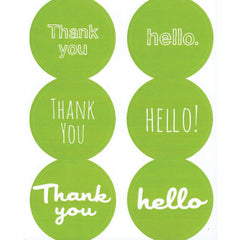 Green Thank You & Hello Letter Seal Stickers