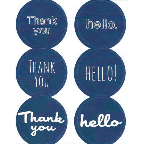 navy blue thank you hello stickers