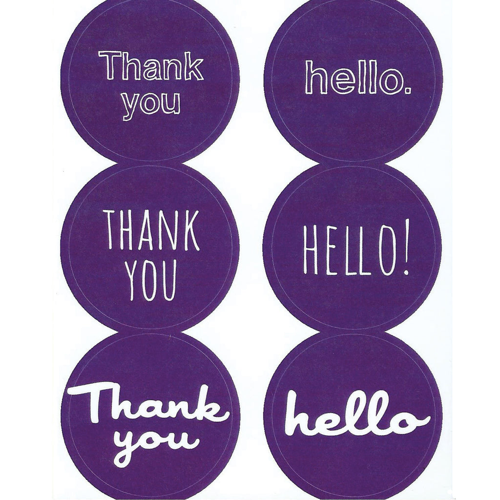 purple thank you hello stickers