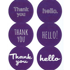 Purple Thank You & Hello Letter Seal Stickers