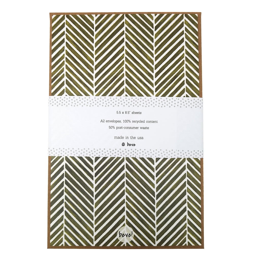 Green Herringbone Letter Writing Set – beve!