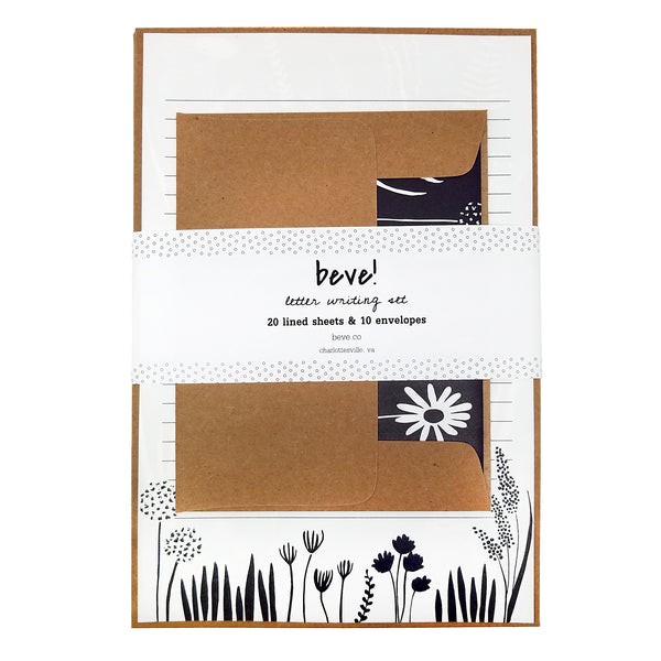 Navy Floral Letter Writing Stationery Set